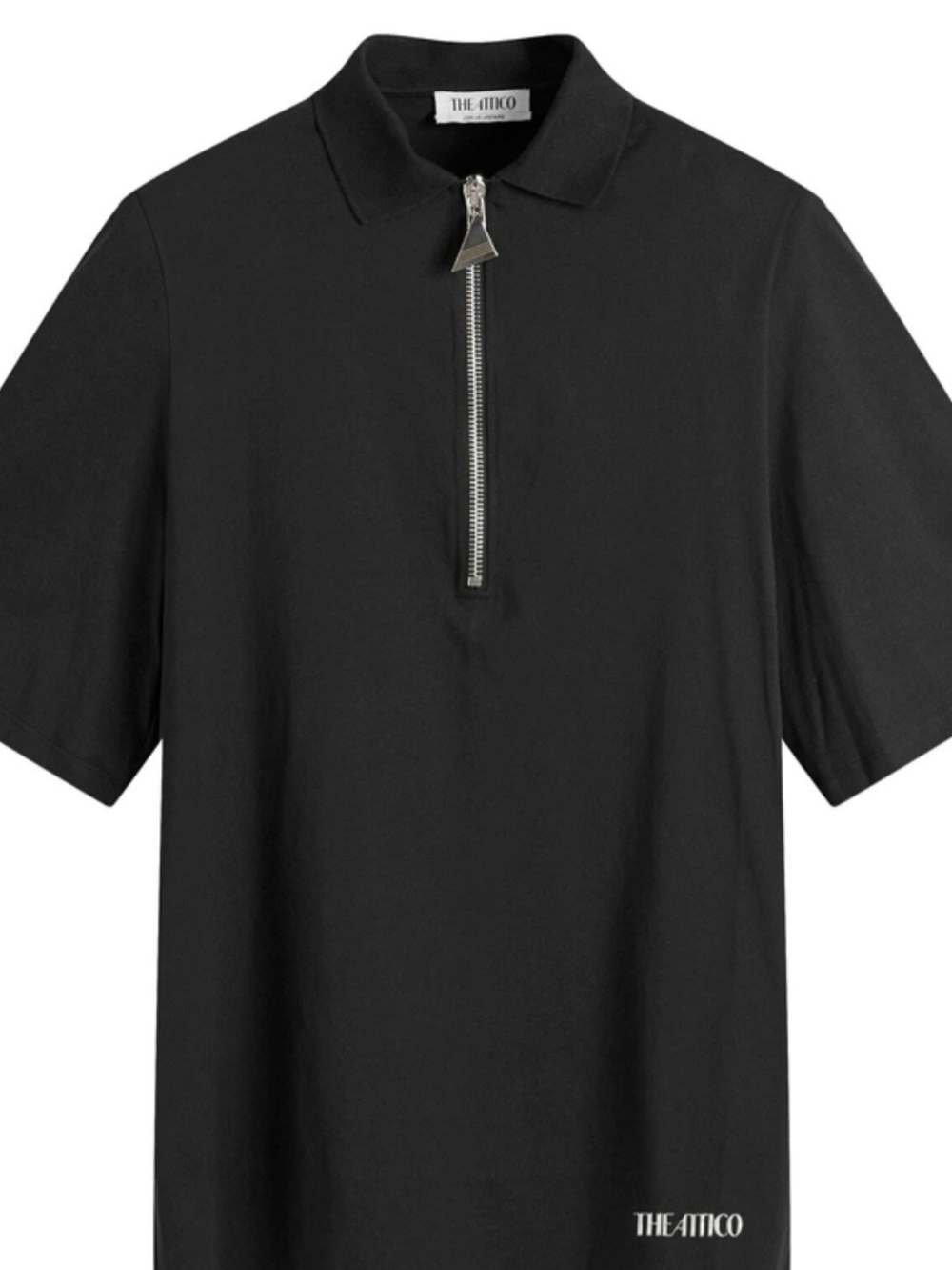 The Attico Black Zip Polo Tee